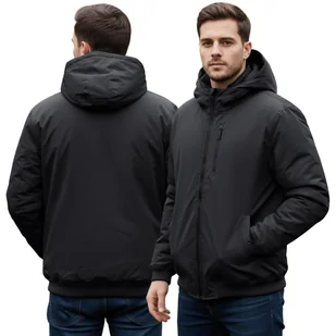 Czarna kurtka MĘSKA, zapinana na zamek, Z KAPTUREM, ocieplana podszewka XL - Kurtki męskie Czarna kurtka MĘSKA, zapinana na zamek, Z KAPTUREM, ocieplana podszewka XL - Kurtki męskie - miniaturka - grafika 1