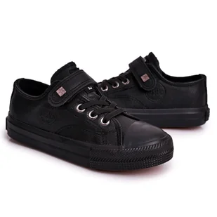Dziecięce Skórzane Trampki Big Star EE374034 Czarne - Buty dla dziewczynek - miniaturka - grafika 1