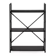 Półki do salonu - Regał Drewniany Metalowa Rama Szeroki Loft 3 Półki - miniaturka - grafika 1