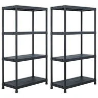 Szafy i regały magazynowe - Regały magazynowe, 2 szt., czarne, 60x30x138 cm, plastikowe - miniaturka - grafika 1