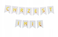 Balony i akcesoria - Girlanda Napis Chrzest + Imię Dziecka Baner - miniaturka - grafika 1