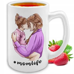 KUBEK DUŻY #Momlife BIAŁY CERAMICZNY Super Prezent Dla Mamy TOP100 WZORY - Kubki - miniaturka - grafika 1