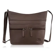 Torebki damskie - Torebka damska skórzana na ramię pojemna brązowa listonoszka AY-23-BR - miniaturka - grafika 1