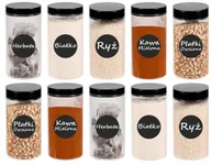 Pojemniki kuchenne - Pojemnik słoik plastikowy na żywność przyprawy 500ml 10 sztuk + etykiety - miniaturka - grafika 1
