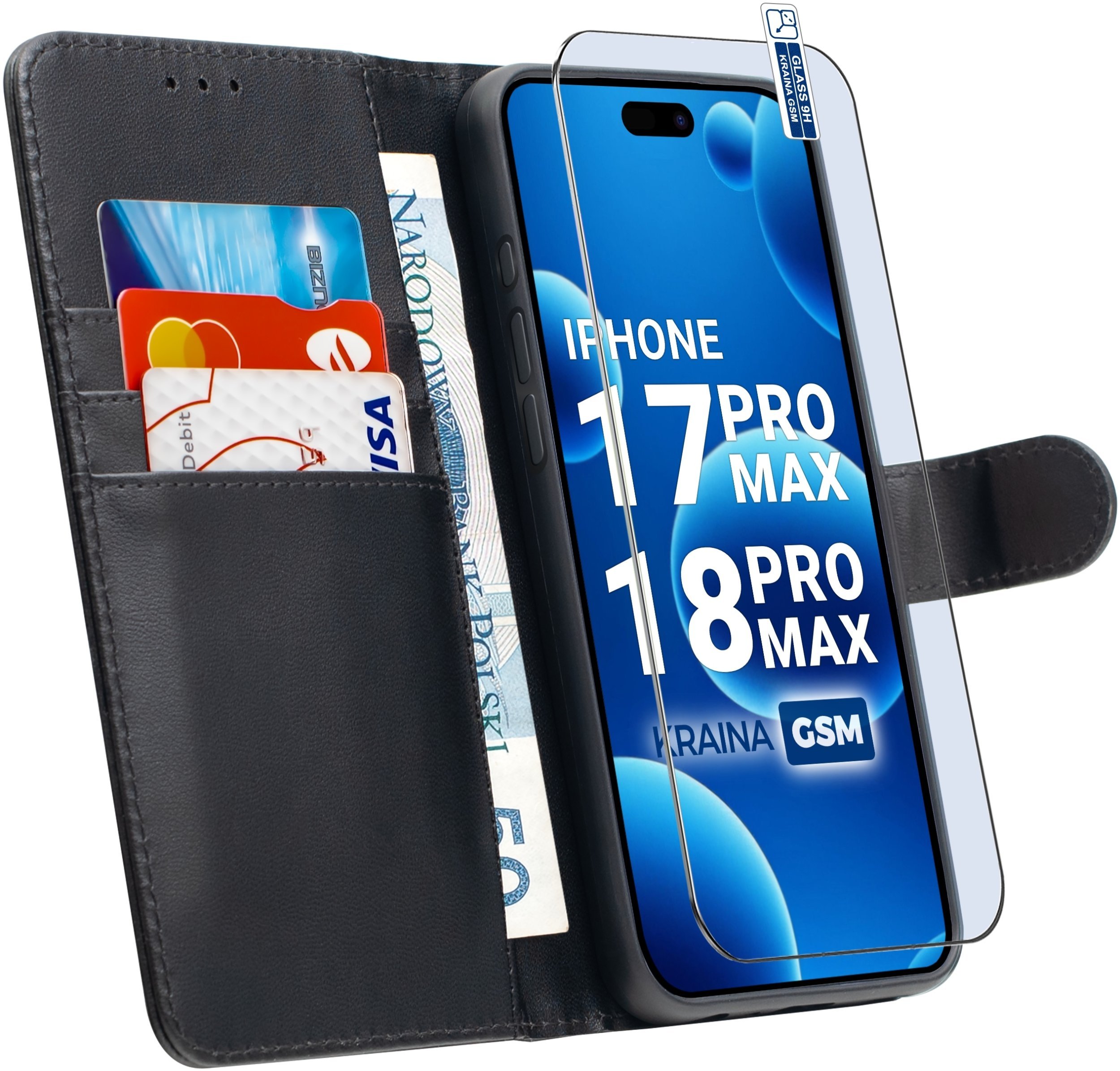 krainaGSM Etui Z Klapką Do Iphone 17 Pro Max 18 Pro Max Zamykane Magnetyczne Szkło