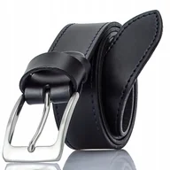 Paski - KLAMRA SREBRNA PASEK skóra naturalna MĘSKI CZARNY - miniaturka - grafika 1