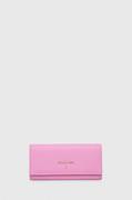 Portfele - Patrizia Pepe portfel skórzany damski kolor różowy - miniaturka - grafika 1