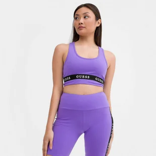 Damski top basic Guess Aline Top Eco Stretch - fioletowy - GUESS - Koszulki sportowe damskie - miniaturka - grafika 1
