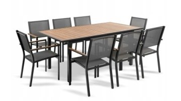 Zestaw Ogrodowy Premium Meble Ogrodowe Stół Krzesła 8 osobowy Aluminium