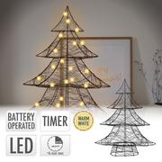 Ozdoby bożonarodzeniowe - Dekoracyjna choinka z ciepłymi białymi diodami LED o wysokości 60 cm z czarnego metalu - miniaturka - grafika 1