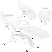 Fotele kosmetyczne - Fotel kosmetyczny z kuwetami biały łóżko leżanka spa - miniaturka - grafika 1