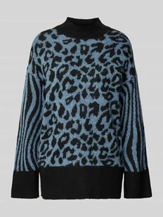 Sweter z dzianiny o kroju regular fit ze zwierzęcym nadrukiem model ‘MARS’ - Swetry damskie - miniaturka - grafika 1
