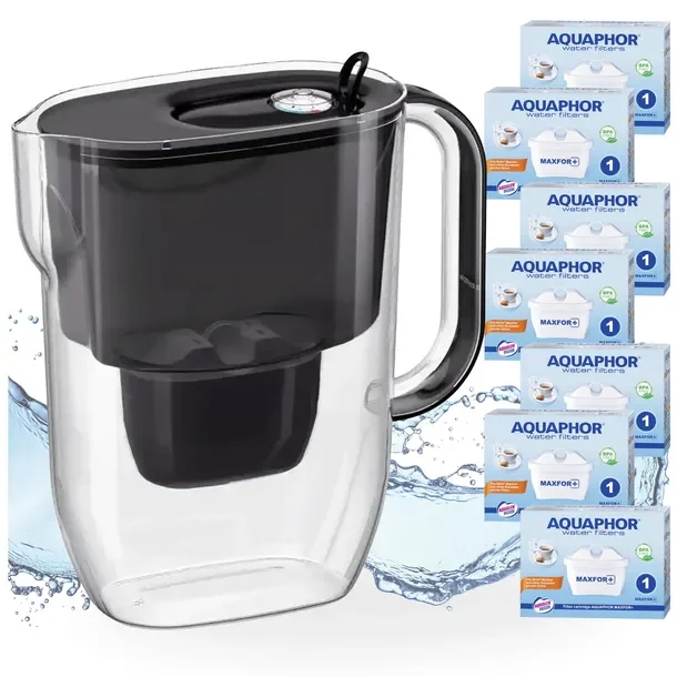 Dzbanek filtrujący wodę Aquaphor Fresh 3,2L Czarny z 7 wkładami Maxfor+