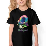 Koszulki męskie - KOSZULKA BAWEŁNIANA DZIECIĘCA CZARNA DLA FANA TROLI HARPER WZORY - 146 - miniaturka - grafika 1