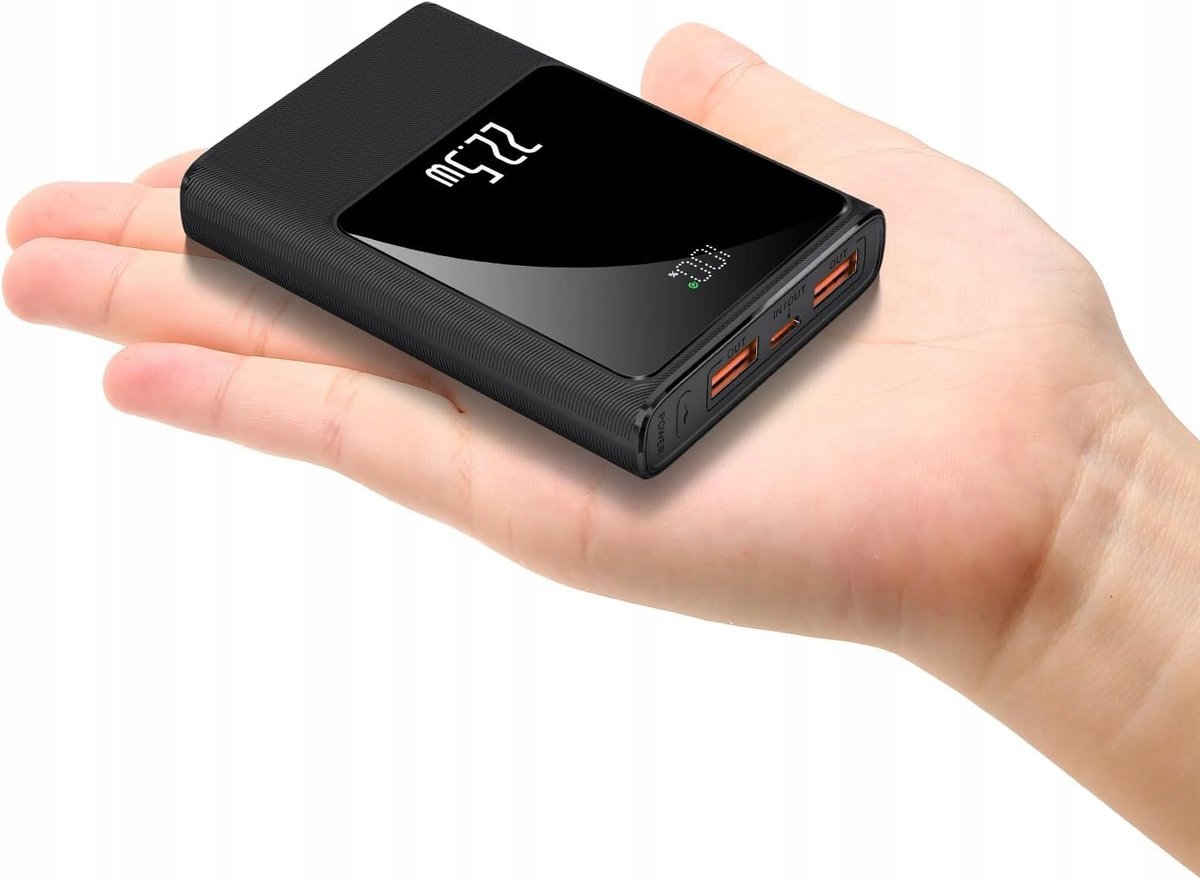 STYLOWY MAŁY POWER BANK + USB C PRZENOŚNA ŁADOWARKA Z AKUMULATOREM 10000mAh