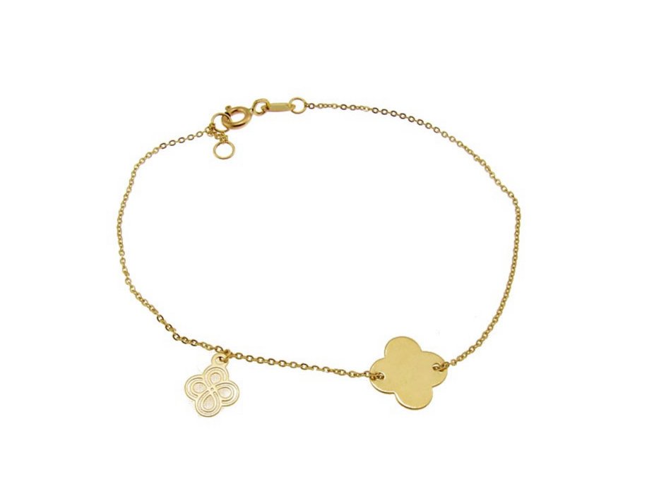 Bransoletka celebrytka dwie złote koniczynki Verona złoto 333