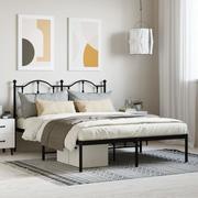 Łóżka - Metalowa rama łóżka z wezgłowiem czarna, 140x200 cm Lumarko! - miniaturka - grafika 1