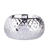 Świeczniki - Świecznik porcelanowy relief srebrny 7,5 x 7,5 x 3,5 cm - miniaturka - grafika 1