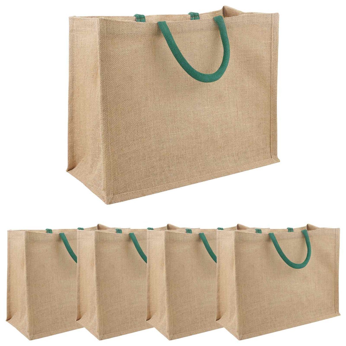 vidaXL Torebki jutowe 5 pcs Naturalny i zielony 42 x 33 x 19 cm