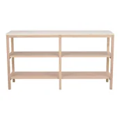 Konsole i sekretarzyki - Biało-naturalna konsola z kamiennym blatem 140x40 cm Orwel – Rowico - miniaturka - grafika 1