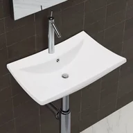 Umywalki - vidaXL Ceramiczna z przelewem oraz otworem na baterie - miniaturka - grafika 1
