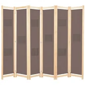 Parawany - Parawan 6-panelowy, brązowy, 240 x 170 x 4 cm, tkanina - miniaturka - grafika 1