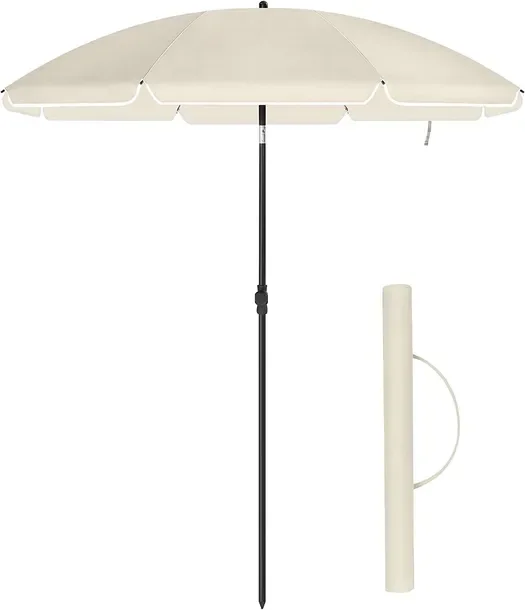 Songmics Parasol Plażowy Ogrodowy Balkonowy 200cm UPF50+ Beżowy