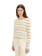 Swetry damskie - TOM TAILOR Damski Sweter z dzianiny z bawełny organicznej 1016350, 31604 - Orange Green Multicolor Stripe, L - miniaturka - grafika 1