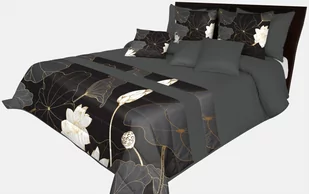 Narzuta pikowana, 200x220, grafitowa w kwiaty, NMR-041 - Narzuty - miniaturka - grafika 1