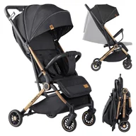 Wózki dziecięce - Wózek spacerowy Tulano Milan 35 z moskitierą, kompaktowy, 5,5 kg, składany, z pokrowcem na nogi, czarno-złoty - miniaturka - grafika 1