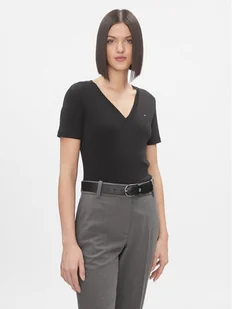 Tommy Hilfiger T-Shirt New Cody WW0WW40584 Czarny Slim Fit - Koszulki i topy damskie - miniaturka - grafika 1