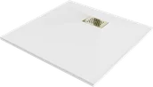 Brodziki prysznicowe - Mexen Hugo brodzik kwadratowy SMC 70 x 70 cm, biały, maskownica złota - 42107070-G - miniaturka - grafika 1