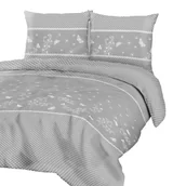 Pościel - Pościel bawełniana 160x200 BAWEŁNA jasny szary w delikatne kwiatki i motyle - miniaturka - grafika 1