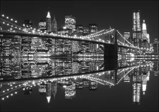 Galeria Plakatu, Plakat, New York Brooklyn Bridge night BW, 70x50 cm - Plakaty - miniaturka - grafika 1