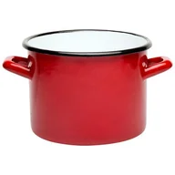 Garnki - Garnek emaliowany prosty gładki czerwony 22 cm 6,25 l RO - miniaturka - grafika 1
