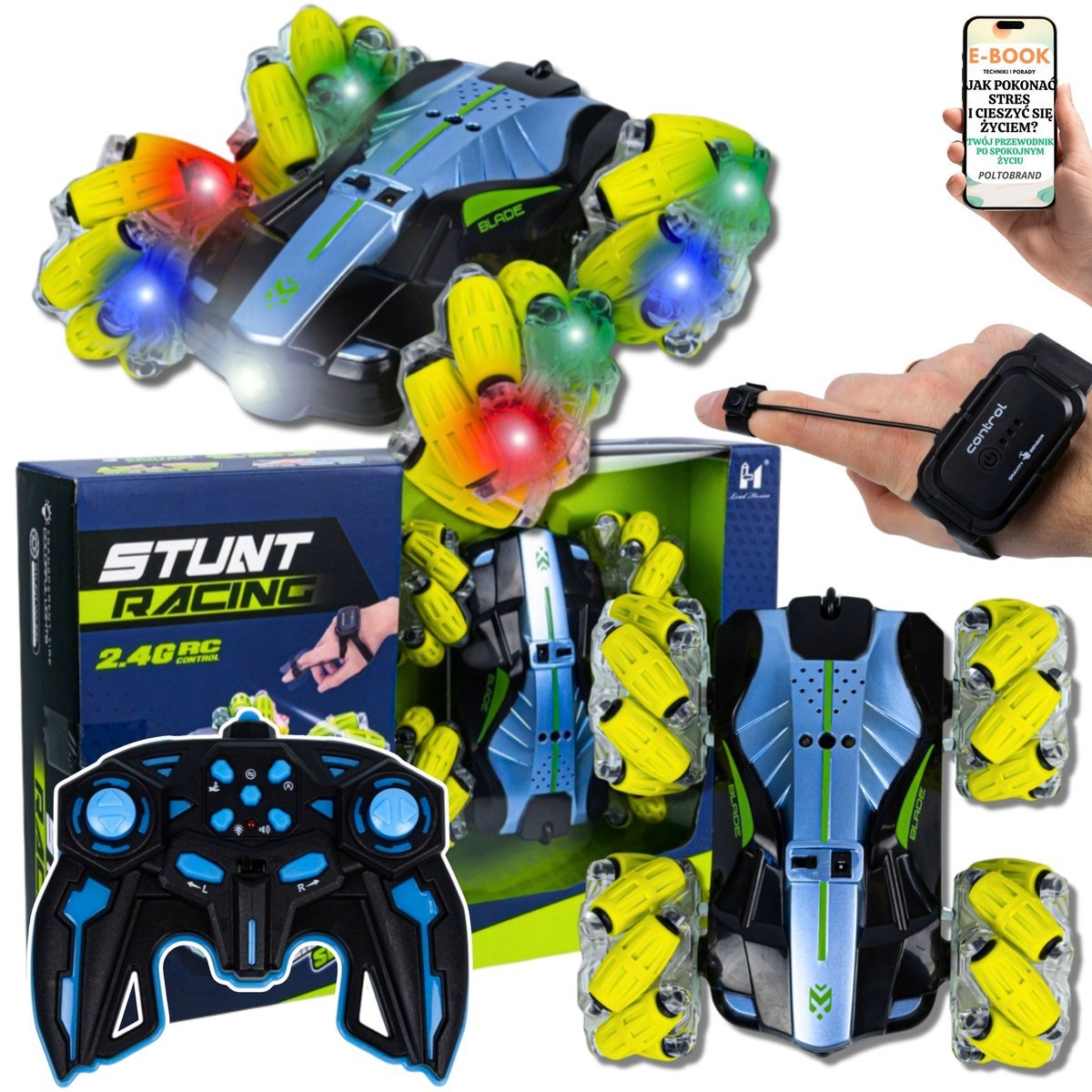 STEROWANY RĘKĄ! SAMOCHÓD TWISTER AUTO RC ZDALNIE STEROWANY– STUNT CAR LED NA PILOT I OPASKĘ PREZENT DLA DZIECKA 6+ EBOOK-1