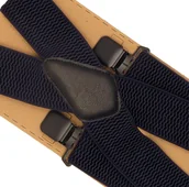 Dodatki do ubrań - Granatowe szerokie szelki do spodni typu X - czarne klamry T118 - miniaturka - grafika 1