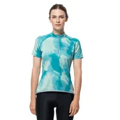 Koszulki i topy damskie - Damska koszulka rowerowa TOURER HALFZIP PRINT T W dark aqua allover - XS - miniaturka - grafika 1