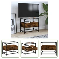 Szafki RTV - The Living Store szafka pod telewizor ze szklanym blatem dąb wędzony 60x35x51cm materiał drewnopochodny - miniaturka - grafika 1