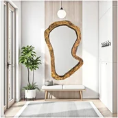 Lustra - Designerskie lustro do przedpokoju drewniane asymetryczne - miniaturka - grafika 1