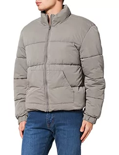 Kurtki męskie - Urban Classics Męska kurtka zimowa Cropped Puffer Jacket krótki krój, watowana, z zamkiem błyskawicznym i stójką, rozmiar S do XXL, asfaltowy, XL - grafika 1