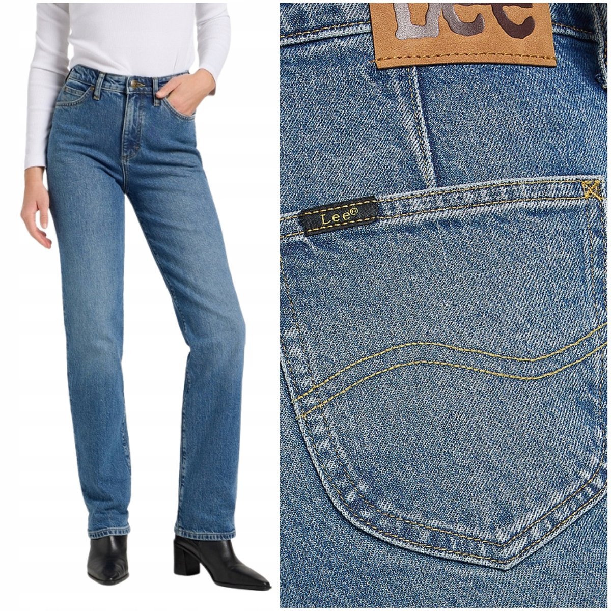 Lee June Rays Of Indigo wysokie proste damskie spodnie jeansowe W30 L31