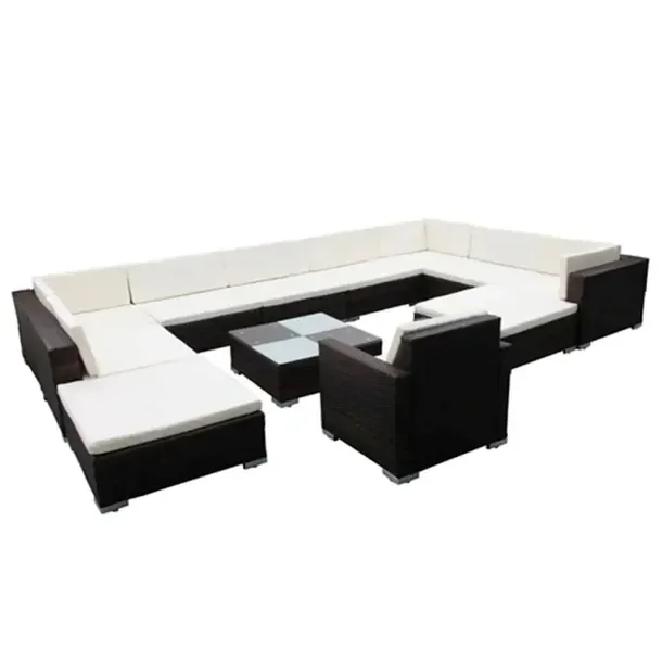 Rattanowy Zestaw Mebli Ogrodowych Brązowy/Kremowy, Wymiary Zobacz Rysunek