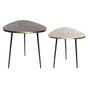 Emaga Stolik DKD Home Decor Czarny Aluminium Złoty Jasna Miedź (2 pcs) - Ławy i stoliki kawowe - miniaturka - grafika 1