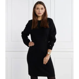 Tommy Hilfiger Wełniana sukienka SMD WOOL CASH WAISTED DRESS | z dodatkiem kaszmiru - Sukienki - miniaturka - grafika 1