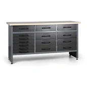 Stoły warsztatowe - B2B Partner Stół roboczy HOBBY III z 15 szufladami TC-008A RAL7040/7012 - miniaturka - grafika 1
