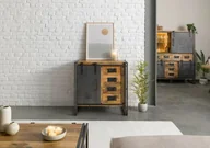 Komody - BLACKBURN Komoda #308 Mango lakierowane / Szary metal 90x45x90 cm - miniaturka - grafika 1