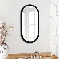 Lustra - Americanflat Czarne owalne lustro 12 x 24 - oprawione owalne lustro do łazienki, salonu, sypialni - nowoczesna zaokrąglona rama - pionowe owalne lustro ścienne - miniaturka - grafika 1