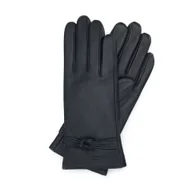 Rękawiczki - Damskie rękawiczki skórzane z supełkiem czarne - miniaturka - grafika 1