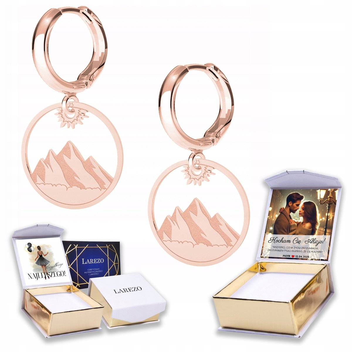 Kolczyki Pozłacane 925 Góry Tatry Zakopane Polskie z Górami Tatrami NADRUK